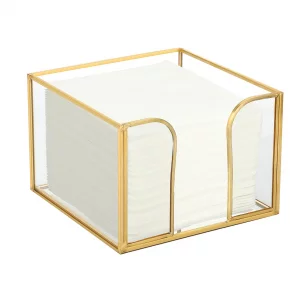 Sumnacon Glass Napkin Holder for Table, Stylish Cocktail Napkin Holder,Modern Napkin Holders for Paper Napkins,Gold Napkin Holders for Kitchen Dining