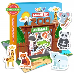 Curious Columbus Zoo Animals Fridge Toddler Magnets for 1-3 Year Olds | Large Foam Refrigerator Magnets for Kids Baby and 3-5 Years Old | Magnetic AB