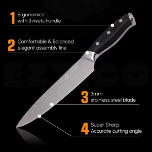 EZTICO 8 inch Professional Chef Cooking Knife with Finger Guard - Super Sharp Kitchen Knife for Precision Cutting - Ideal Kitchen Gadget for Chefs wi
