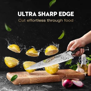SCOLE Chef Knife Ultra Sharp Kitchen Knife Set 7-Piece, Premium German 1.4116 Stainless Steel Chefs Knife Set, Ergonomic Handle Professional Full Ta