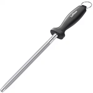 Luffexx Professional 12-Inch Knife Sharpening Rod, High-Carbon honing rod to Sharpen the Knife Quickly, Perfect Knife Sharpener for Chefs and Home Co