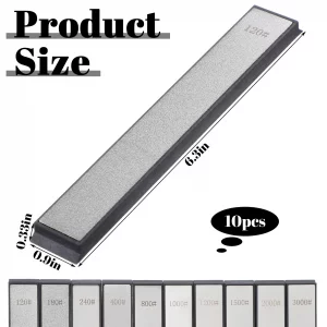 10 PCS Diamond Knife Sharpening Stones Set - 120# to 3000# Grit, Professional Whetstone Kit for Ruixin Sharpeners & Handheld Use - Non-Slip Base, Dur