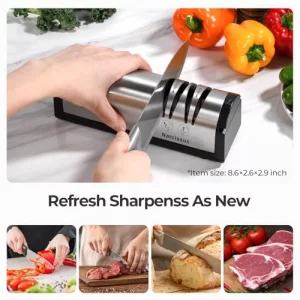 Narcissus Knife Sharpener, Professional 2 Stage Electric Knife Sharpener for Quick Sharpening & Polishing, with Scissors Sharpener and Metal Dust Col