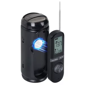 3-in-1 Cordless Electric Knife Sharpener & Digital Meat Thermometer Timer Combo, 2-Stage Professional Sharpener (400/800#), Type-C Rechargeable, Port