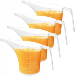 4 Pack Measuring Funnel Pitcher,PlasticMeasuring Cup with Long Spout,Large for Bakeware,Pancake,Batter,Muffin,Cakes,Soap Making,Watering Plants(1000M