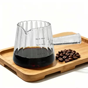 FANTESTICRYAN 6OZ Measuring Cup, Ribbed Borosilicate Glass Espresso Cup, V-Shaped Spout Drain Espresso Double Shots, Coffee Milk Tea Accessories (Cle
