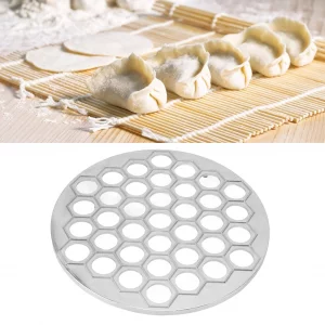 Russian Pelmeni Form Ravioli Maker Dumplings by Aluminum Alloy, 37 Holes, Easy to, Amateur and Professional Chefs, Space Saving Trivet (Silver)