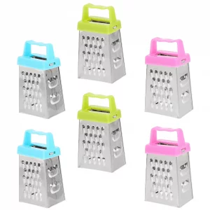 Ipetboom Mini Cheese Grater Box, 6Pcs Stainless Steel Kitchen Tool with Non-Slip Handle for Garlic Ginger Vegetable Grating and Slicing, 2.63X1.45X1.