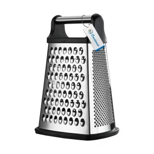 OIM Omiiomio Professional Cheese Grater - Stainless Steel, XL Size, 4 Sides - Perfect Box Grater for Parmesan Cheese, Vegetables, Ginger - Dishwasher
