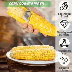 Corn Peeler, Corn Kernel Removers, Long Handle Stainless Steel Corn Stripping Tool Thresher Scraper for Home Kitchens, Restaurant Chefs
