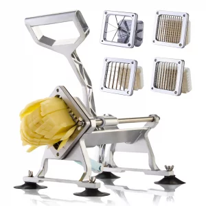 YODHOSA Commercial French Fry Cutter Stainless Steel Potato Cutter with 1/2,1/3,3/8 Inch Blade and 8-wedge balde, Heavy Duty Potato Slicer Manual Pot