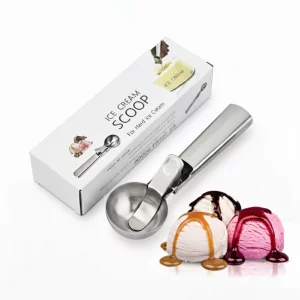 Ice Cream Scoop with Trigger, Heavy Duty Ice Cream Scoop Stainless Steel of Kitchen Appliances Tools - 1 Piece, Easy to Use, Glossy Look, Rust-Proof 