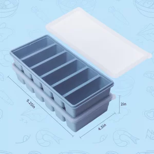 1/2 Cup Silicone Freezer Tray With Lid - Silicone Freezer Molds 2-Pack For meal prep & freezing of various sauces and other dishes, makes 12 perfect 