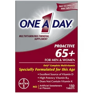 One A Day Proactive 65 Mens Womens Multivitamin Supplement with Vitamin A C D and Zinc to Support Bone Health Cell Health Calcium Folic Acid