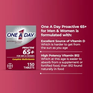 One A Day Proactive 65 Mens Womens Multivitamin Supplement with Vitamin A C D and Zinc to Support Bone Health Cell Health Calcium Folic Acid
