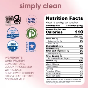 Simply tera s Pure Whey Protein Powder Dark Chocolate Clean Whey Protein Powder Made Without Artificial Sweeteners Clean Label Non GMO Kosher