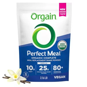 Orgain Perfect Meal Organic Vegan Meal Replacement Protein Powder Vanilla 25g Plant Based Protein 80 Superfoods 1B Probiotics 10g Fiber