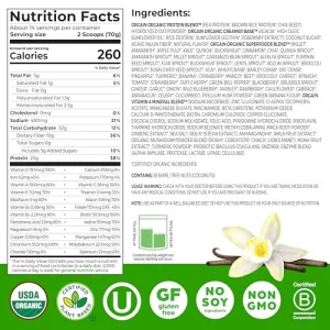 Orgain Perfect Meal Organic Vegan Meal Replacement Protein Powder Vanilla 25g Plant Based Protein 80 Superfoods 1B Probiotics 10g Fiber