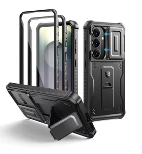 Dexnor for Samsung Galaxy S26 Case with Upgraded Slide Camera Cover & 2 Front Frames & Built-in Screen Protector & Kickstand, Heavy-Duty Rugged Case 