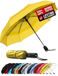 Repel Windproof Travel Umbrella - Compact & Withstands Winds up to 100MPH, Strongest Premium Auto Folding Umbrella for Rain and Sun - Durable, Light 