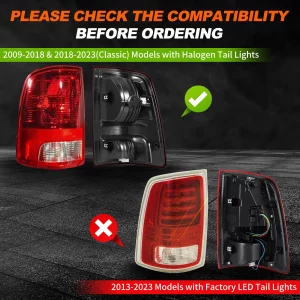 MAYELLO Black Full LED Tail Lights Brake Rear Lamps Clear Lens Blackout Style Upgrade for 2009-2018 Dodge Ram 1500 2500 3500, 2019-2024 Ram