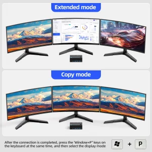 KVM Switch 3 Monitors 2 Computers 8K@30Hz/4K@60Hz, HDMI KVM Switches for 2 PC Sharing Triple Monitor and Keyboard Mouse with Power Adapter